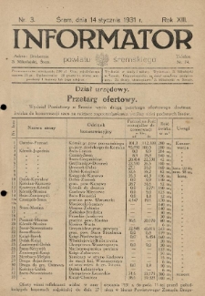Informator Powiatu Śremskiego. 1931.01.14 R.13 Nr 3