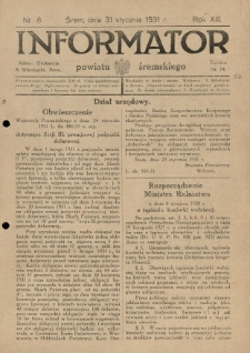 Informator Powiatu Śremskiego. 1931.01.31 R.13 Nr 8