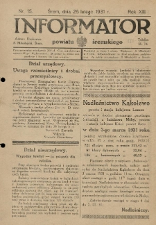 Informator Powiatu Śremskiego. 1931.02.25 R.13 Nr 15