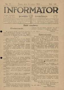 Informator Powiatu Śremskiego. 1931.03.04 R.13 Nr 17