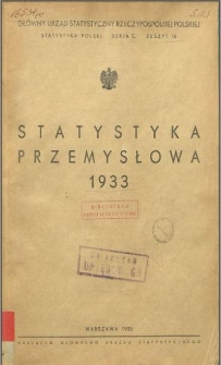 Statystyka przemysłowa 1933