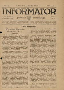 Informator Powiatu Śremskiego. 1931.03.07 R.13 Nr 18