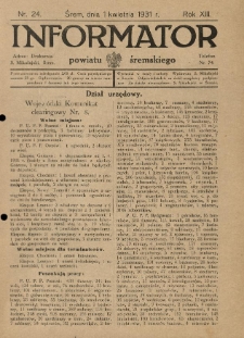 Informator Powiatu Śremskiego. 1931.04.01 R.13 Nr 24