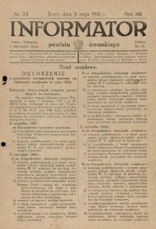 Informator Powiatu Śremskiego. 1931.05.09 R.13 Nr 33