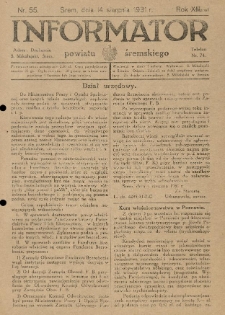 Informator Powiatu Śremskiego. 1931.08.14 R.13 Nr 55