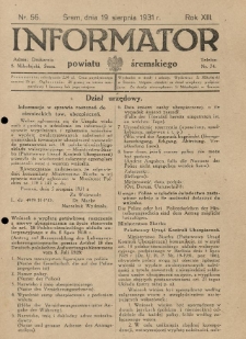 Informator Powiatu Śremskiego. 1931.08.19 R.13 Nr 56