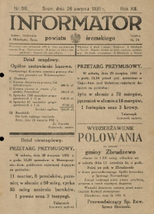 Informator Powiatu Śremskiego. 1931.08.26 R.13 Nr 58