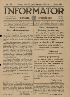 Informator Powiatu Śremskiego. 1931.10.10 R.13 Nr 69