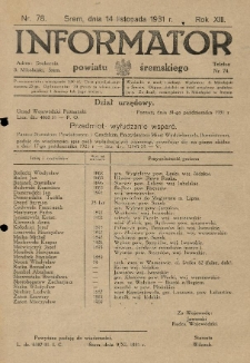 Informator Powiatu Śremskiego. 1931.11.14 R.13 Nr 78