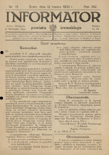 Informator Powiatu Śremskiego. 1932.03.12 R.14 Nr 18