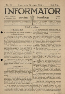 Informator Powiatu Śremskiego. 1932.03.16 R.14 Nr 19