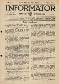 Informator Powiatu Śremskiego. 1932.05.14 R.14 Nr 34