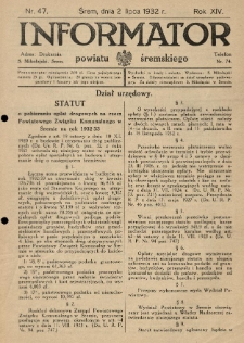 Informator Powiatu Śremskiego. 1932.07.02 R.14 Nr 47
