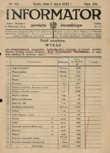 Informator Powiatu Śremskiego. 1932.07.06 R.14 Nr 48
