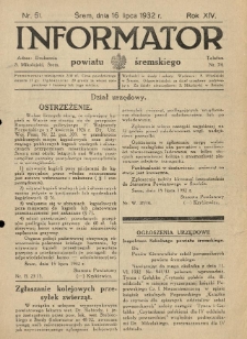 Informator Powiatu Śremskiego. 1932.07.16 R.14 Nr 51