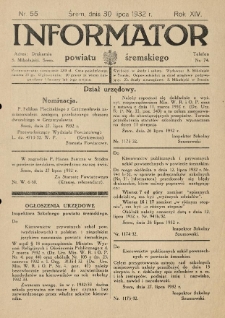 Informator Powiatu Śremskiego. 1932.07.30 R.14 Nr 55