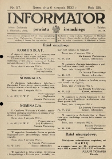 Informator Powiatu Śremskiego. 1932.08.06 R.14 Nr 57