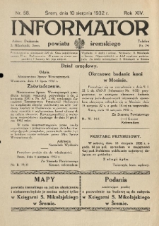 Informator Powiatu Śremskiego. 1932.08.10 R.14 Nr 58