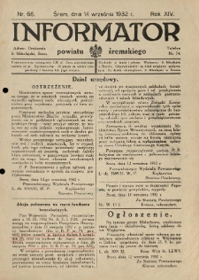 Informator Powiatu Śremskiego. 1932.09.14 R.14 Nr 66