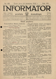 Informator Powiatu Śremskiego. 1932.09.24 R.14 Nr 69