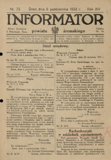 Informator Powiatu Śremskiego. 1932.10.08 R.14 Nr 73