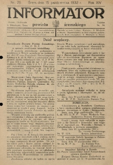 Informator Powiatu Śremskiego. 1932.10.15 R.14 Nr 75