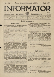 Informator Powiatu Śremskiego. 1932.11.26 R.14 Nr 86