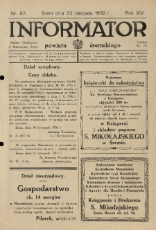 Informator Powiatu Śremskiego. 1932.11.30 R.14 Nr 87