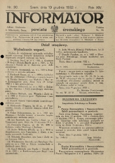 Informator Powiatu Śremskiego. 1932.12.10 R.14 Nr 90