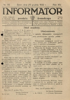 Informator Powiatu Śremskiego. 1932.12.28 R.14 Nr 95