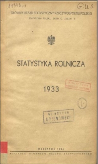 Statystyka rolnicza 1933