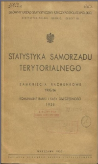 Statystyka samorządu terytorialnego : zamknięcia rachunkowe 1935/36 : komunalne banki i kasy oszczędności 1936