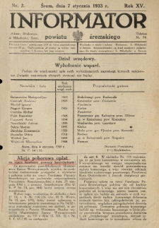 Informator Powiatu Śremskiego. 1933.01.07 R.15 Nr 2