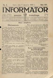 Informator Powiatu Śremskiego. 1933.01.11 R.15 Nr 3