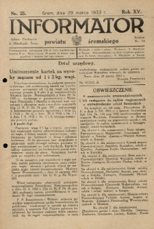 Informator Powiatu Śremskiego. 1933.03.29 R.15 Nr 25