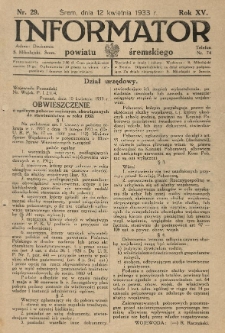 Informator Powiatu Śremskiego. 1933.04.12 R.15 Nr 29