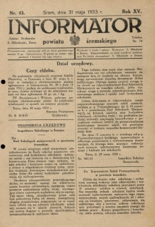 Informator Powiatu Śremskiego. 1933.05.31 R.15 Nr 43