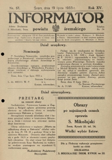 Informator Powiatu Śremskiego. 1933.07.19 R.15 Nr 57