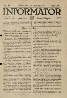 Informator Powiatu Śremskiego. 1933.07.26 R.15 Nr 59