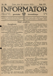 Informator Powiatu Śremskiego. 1933.08.30 R.15 Nr 68