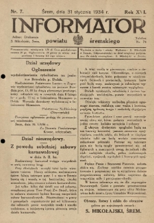Informator Powiatu Śremskiego. 1934.01.31 R.16 Nr 7