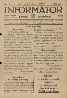Informator Powiatu Śremskiego. 1934.02.21 R.16 Nr 11