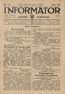 Informator Powiatu Śremskiego. 1934.03.14 R.16 Nr 17