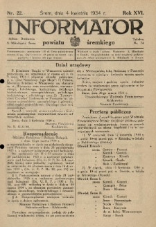 Informator Powiatu Śremskiego. 1934.04.04 R.16 Nr 22