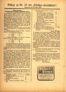 Beilage zu Nr.23 des &bdquo;Wirsitzer Kreisblattes&rdquo; 1901.03.23