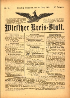 Wirsitzer Kreis-Blatt: herausgegeben vom K&ouml;niglichen Landraths-Amte 1901.03.30 Jg.57 Nr25