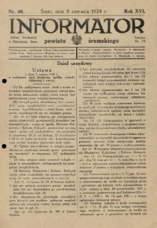 Informator Powiatu Śremskiego. 1934.06.06 R.16 Nr 40