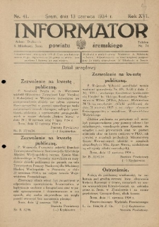 Informator Powiatu Śremskiego. 1934.06.13 R.16 Nr 41