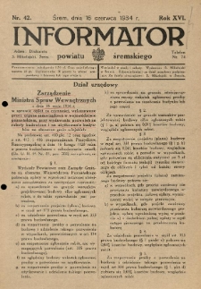 Informator Powiatu Śremskiego. 1934.06.16 R.16 Nr 42