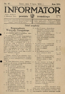 Informator Powiatu Śremskiego. 1934.07.11 R.16 Nr 47